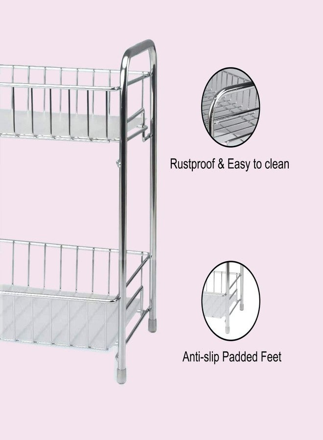 BIRDWING 2-Tier Silver Portable Multipurpose Kitchen organizer | Kitchen Rack/Trolley | Spice Organizer Standing Rack for Counter top - Image 4